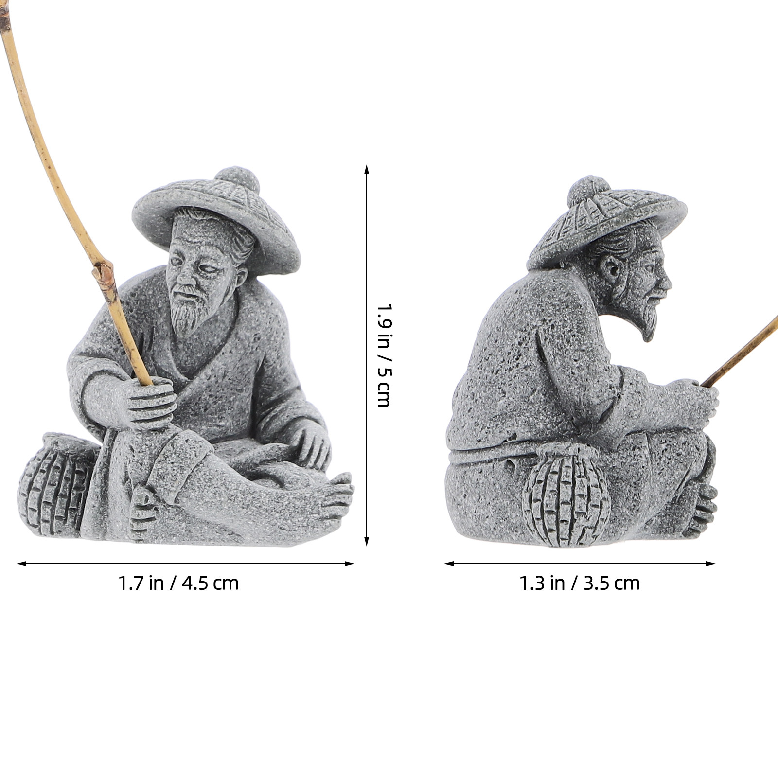 Fine Sandstone Fisherman Figur - Bonsai Garden Landscape Design 评论和价格