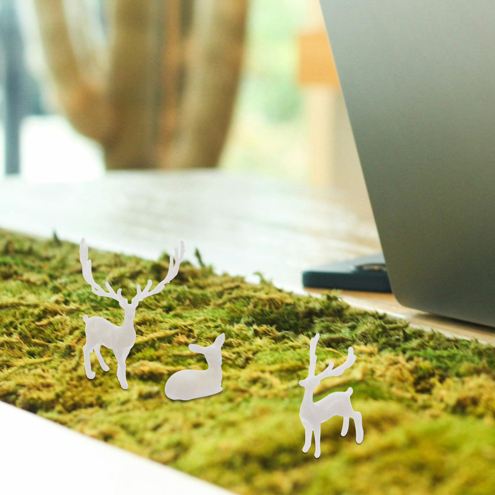 3Pcs Lifelike Resin Elk Statue - Bonsai Garden Landscape Design 评论和价格